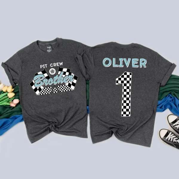 Personalized Pit Crew Family Matching T-Shirt - Racing Birthday Outfit - Cotton Blend - Customizable - All Sizes
