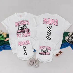 Personalized Pit Crew Family T-Shirt Matching Set, Various Sizes, Colors, Cotton Blend