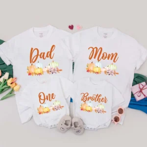 Personalized Pumpkin Birthday Family T-Shirts - Matching Outfit - Customizable - Cotton Blend