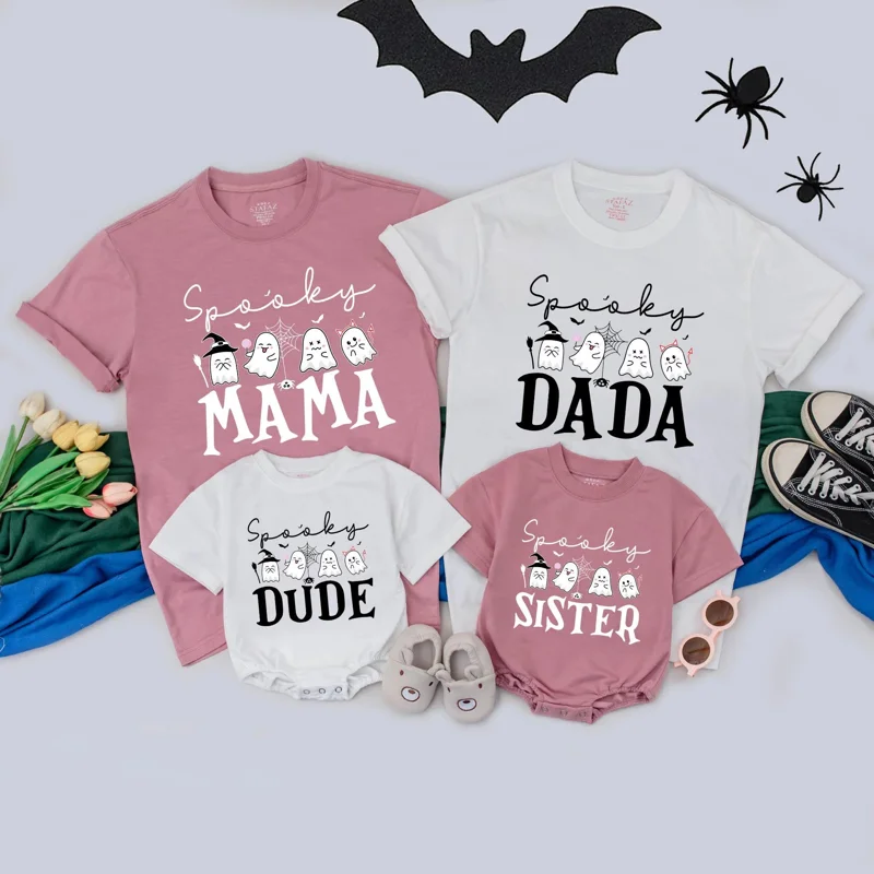 Personalized Spooky Family Halloween T-Shirt - Matching Tees - Custom Sizes & Styles - Cotton Blend