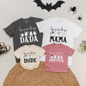 Personalized Spooky Family Halloween T-Shirt - Matching Tees - Custom Sizes & Styles - Cotton Blend