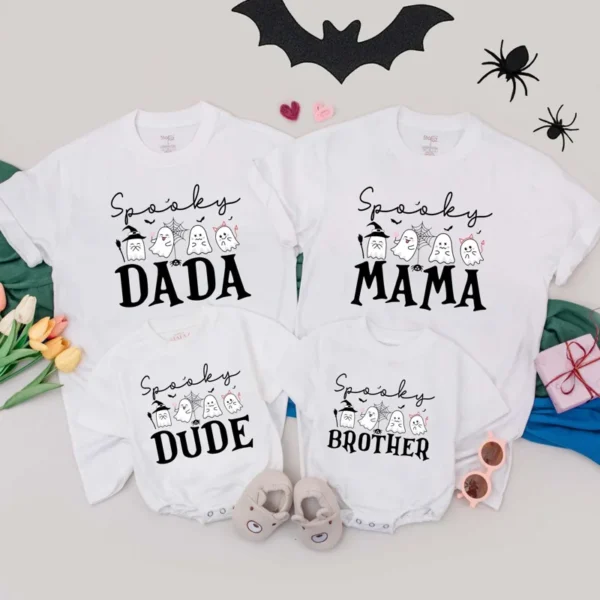 Personalized Spooky Family Halloween T-Shirt - Matching Tees - Custom Sizes & Styles - Cotton Blend