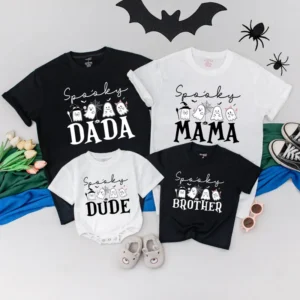 Personalized Spooky Family Halloween T-Shirt - Matching Tees - Custom Sizes & Styles - Cotton Blend