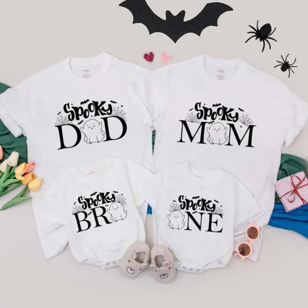 Personalized Spooky Family Matching T-Shirts - Halloween Birthday Outfits - Custom Clothes
