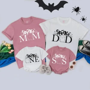 Personalized Spooky Family Matching T-Shirts - Halloween Birthday Outfits - Custom Clothes