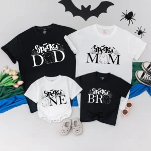 Personalized Spooky Family Matching T-Shirts - Halloween Birthday Outfits - Custom Clothes
