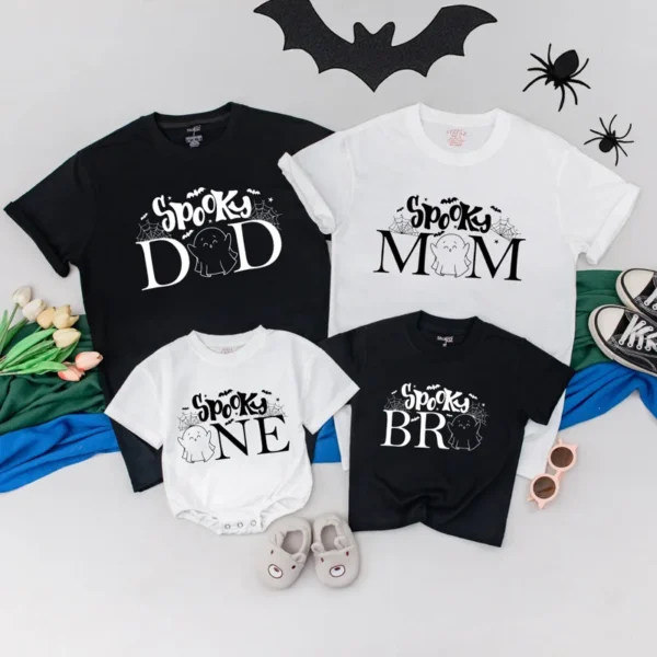 Personalized Spooky Family Matching T-Shirts - Halloween Birthday Outfits - Custom Clothes